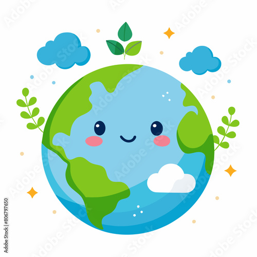 green planet earth with tree