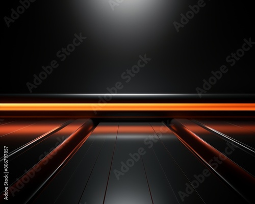 A dark room with a glowing orange line on the floor.