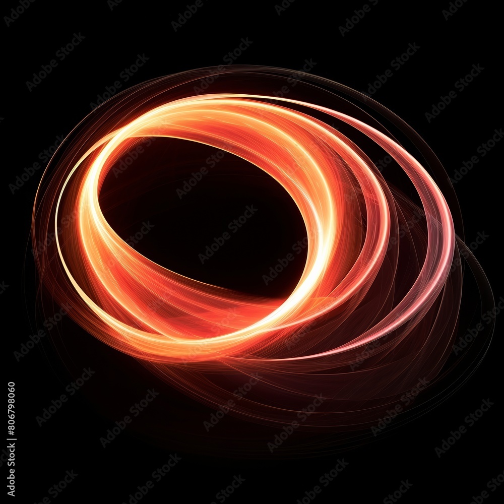Abstract red and orange glowing rings on a black background Abstract red and orange glowing rings on a black background
