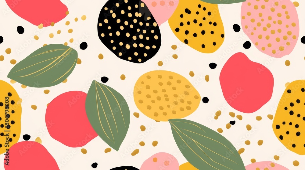 Seamless patterns tropical and polka dot Seamless patterns tropical and polka dot
