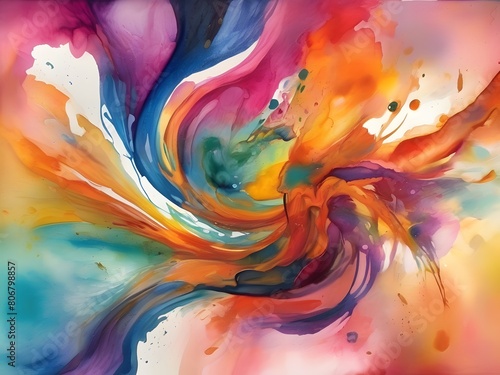 A vibrant and energetic watercolor abstract display