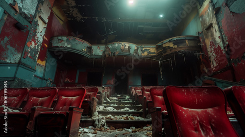 A haunted movie theater where ghostly ushers guide invisible patrons to their seats