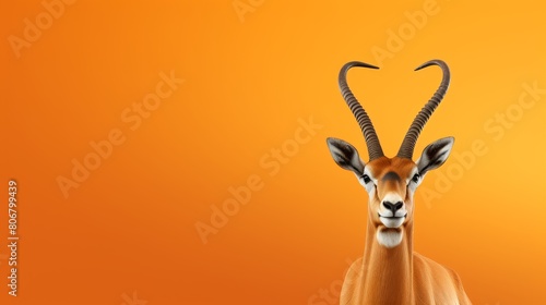 A graceful antelope standing in front of a striking orange background © FMSTUDIO