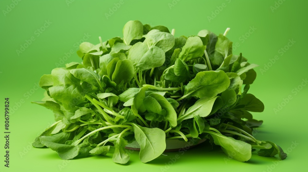 A vibrant pile of green leafy greens sits against a lush green background A vibrant pile of green leafy greens sits against a lush green background