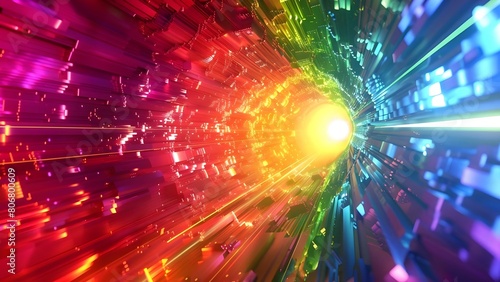 Exploring a Colorful D Hyperspace Tunnel with Laser Beams and Abstract Geometry. Concept Abstract Art  Hyperspace Tunnel  Laser Beams  Colorful Geometry  Digital Design