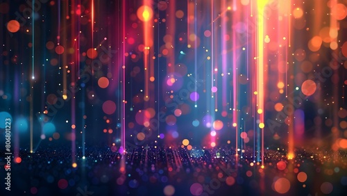 Abstract digital background with colorful bokeh line and dot elements. Concept Abstract Art, Digital Background, Colorful Bokeh, Line Elements, Dot Elements