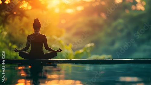 Balancing Chakras and Harmonizing Yin Yang Through Yoga Meditation to Connect Spiritually with Nature. Concept Yoga Meditation, Chakra Balancing, Yin Yang Harmony, Spiritual Connection photo