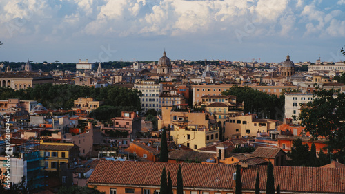 Aerial panoramic cityscape of Rome, Italy, Europe. Roma is the capital of Italy