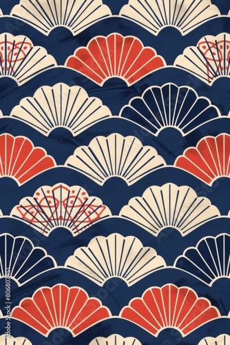 Japanese geometric pattern, inspired by traditional kimono prints