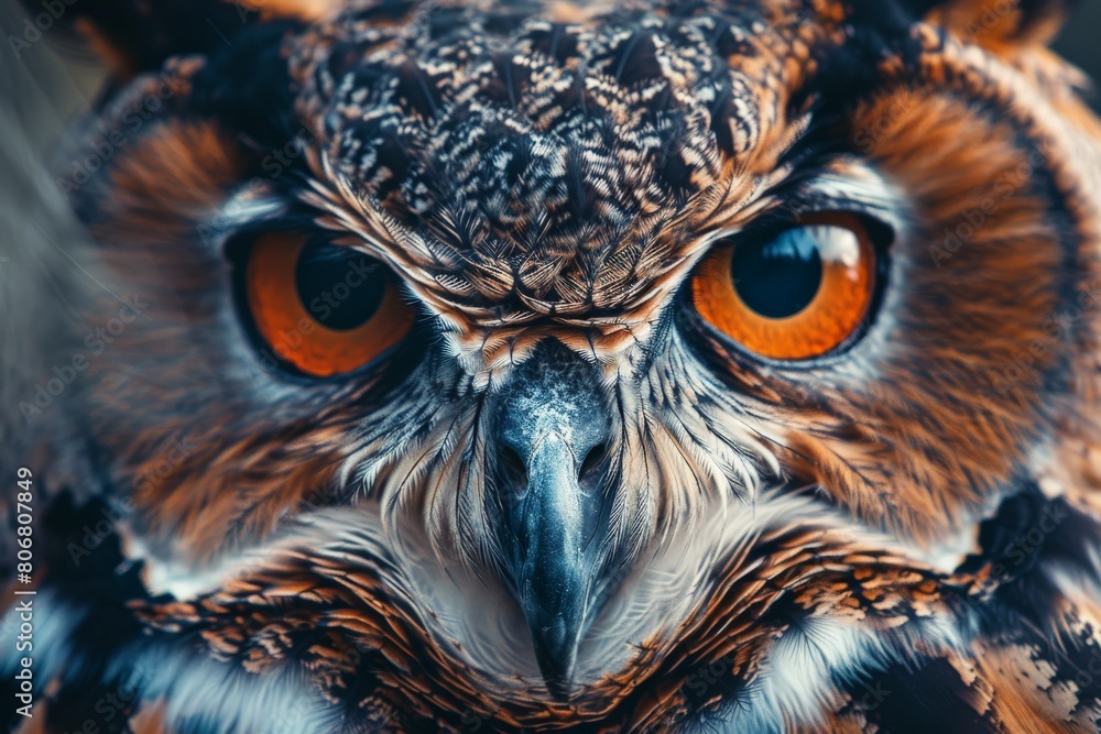Portrait of an owl (Latin Bubo bubo) close-up with beautiful feathers and big eyes on a white background. Birds, ornithology, ecology.. Beautiful simple AI generated image in 4K, unique. Portrait of an owl (Latin Bubo bubo) close-up with beautiful feathers and big eyes on a white background. Birds, ornithology, ecology.. Beautiful simple AI generated image in 4K, unique.