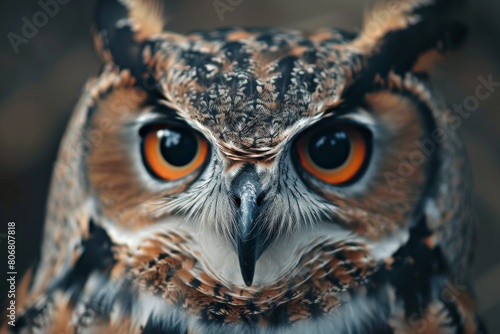 UHU - Eule - Bubo bubo - Greifvogel - Detail. Beautiful simple AI generated image in 4K, unique. photo