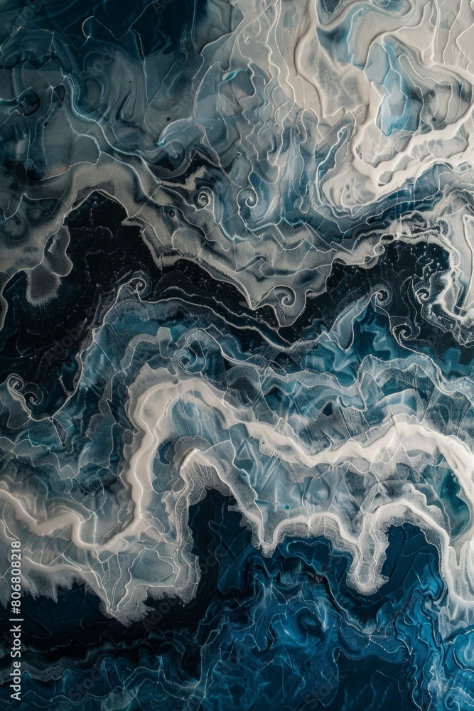 Naklejka premium stormy gradient, swirling greys and deep blues, textured like rough seas