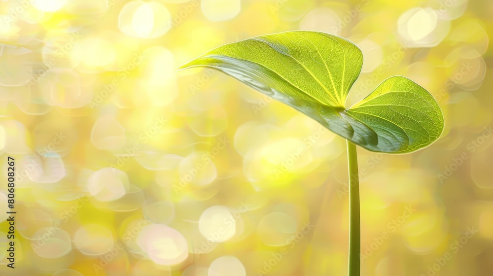 Naklejka premium A tight shot of a green leaf on a plant against a softly blurred backdrop of nearby leaves