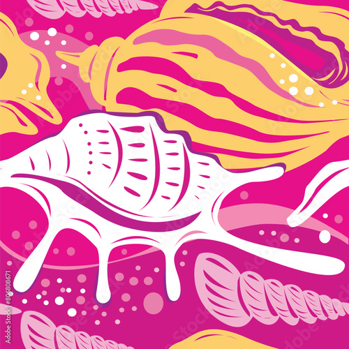 Seamless shell pattern, Beach motives
