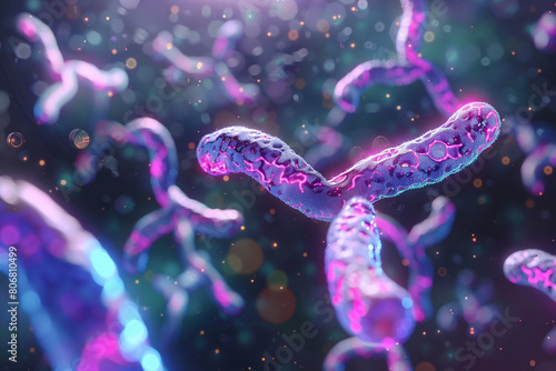 X Chromosomes with DNA molecules 3d concept Science concept texture photo