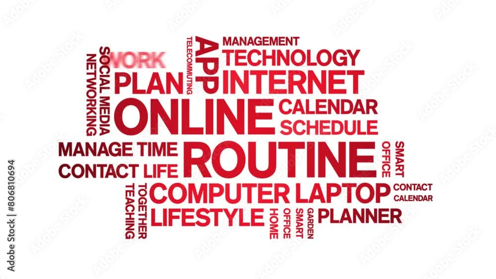 Online Routine animated word cloud;text design animation tag kinetic typography seamless loop. Online Routine animated word cloud;text design animation tag kinetic typography seamless loop.