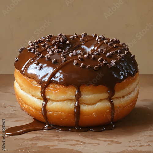 A mouthwatering doughnut with chocolate glaze and sprinkles.