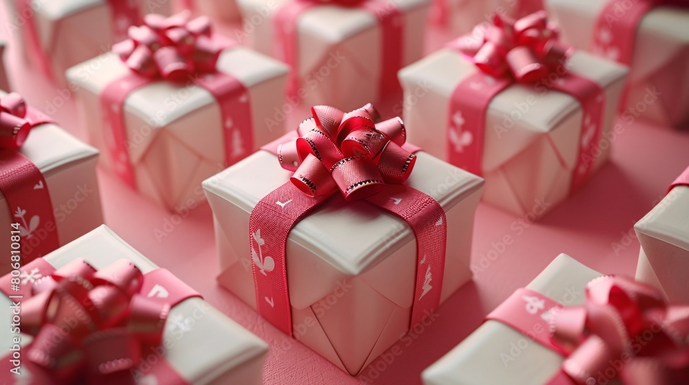 A brown box with a red bow on top of it A brown box with a red bow on top of it