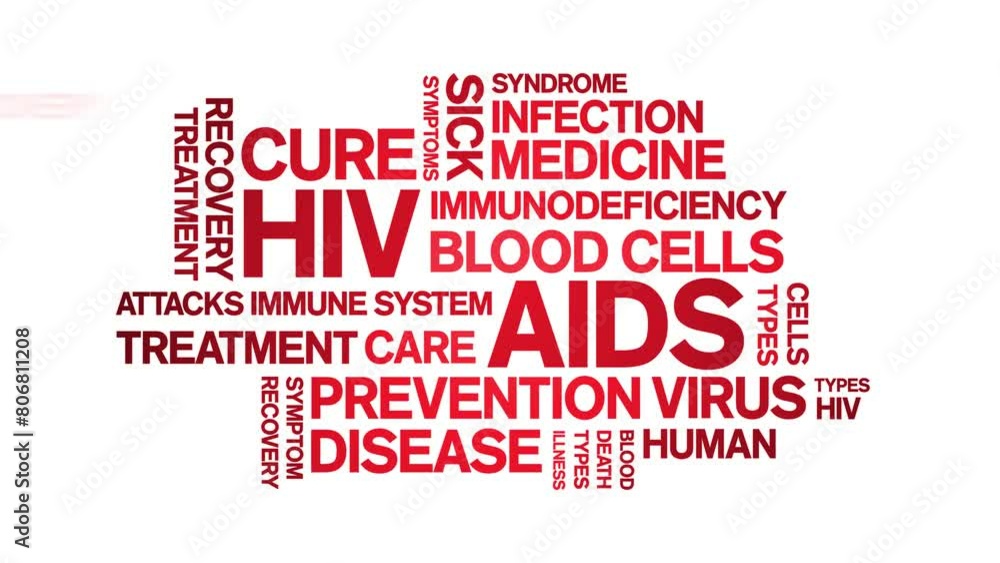 Hiv Aids animated word cloud;text design animation tag kinetic typography seamless loop. Hiv Aids animated word cloud;text design animation tag kinetic typography seamless loop.