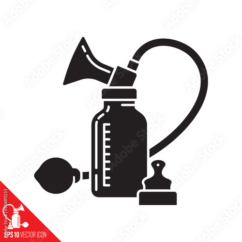 Manual breast pump vector glyph icon
