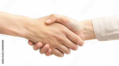 Wallpaper Mural Close-up of a handshake against a white background, representing successful business deals or partnerships Torontodigital.ca
