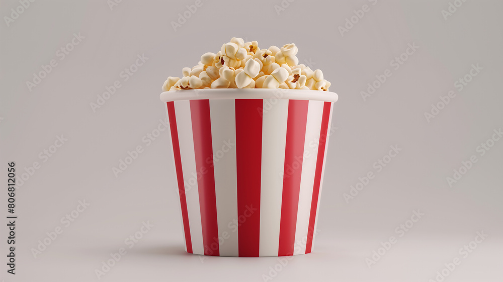 Red and white striped bucket of popcorn