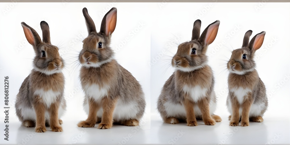 Fototapeta premium Studio portrait of cute rabbit isolated on white background, 