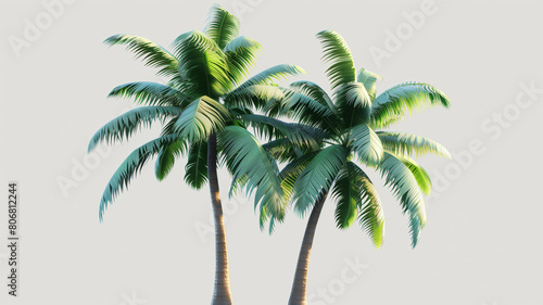 Two palm trees standing together