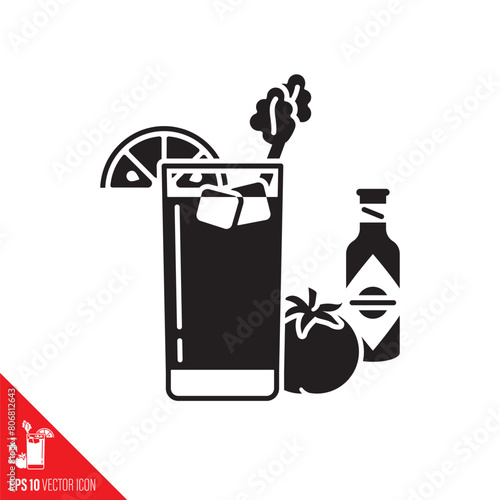 Bloody Mary cocktail vector glyph icon