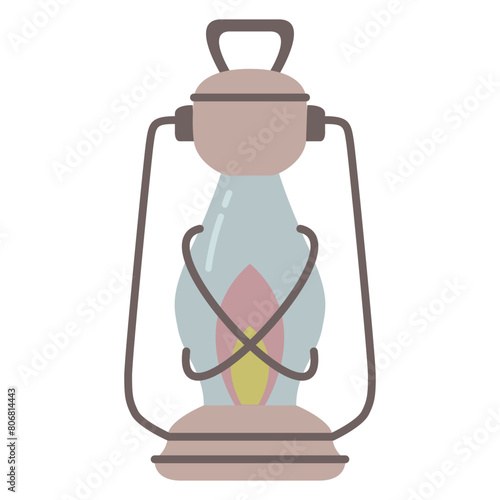 Camping lantern icon.Camp lamp.Old kerosene lamp.Retro gas lamp .XIX century lightings.Barn lantern.The wild west lamp.Isolated on white background.Outline vector illustration.Doodle sketch.
