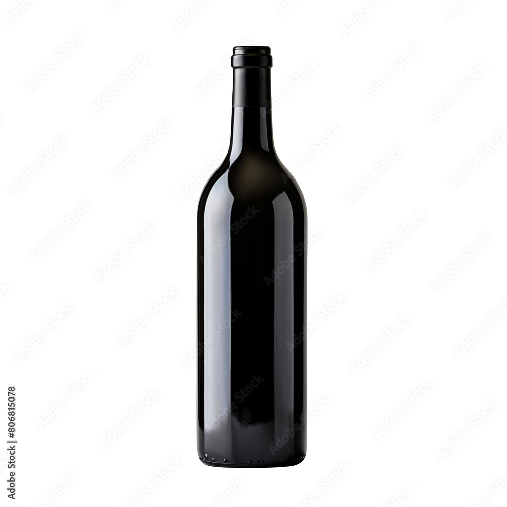 Empty black wine glass bottle isolated on transparent background Empty black wine glass bottle isolated on transparent background