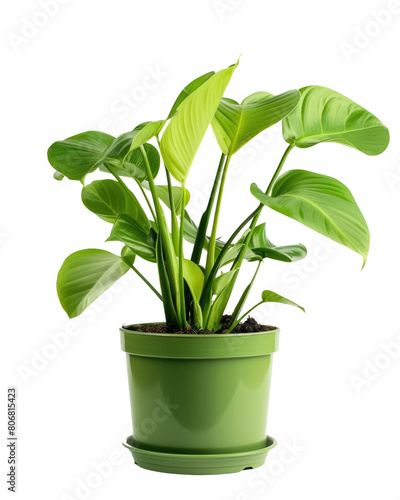 small potted indoor tropical plant isolated on white or transparent png