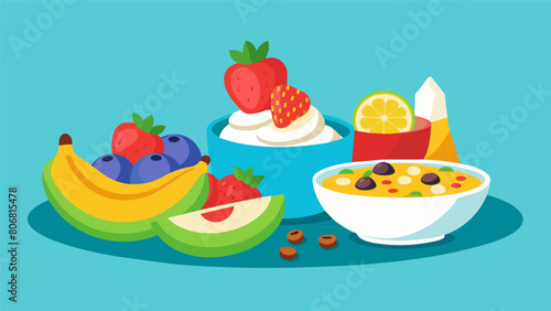 Breakfast is a colorful spread of fresh fruits creamy yogurt and crunchy granola enjoyed without any rush or distraction..