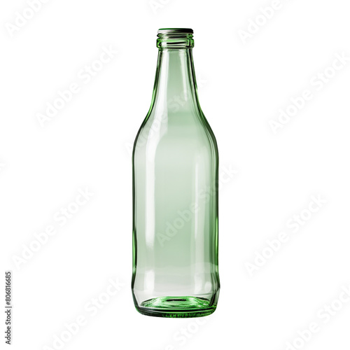 Empty green glass bottle isolated on transparent background