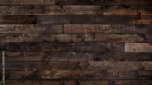 Dark brown wooden floor texture background with detailed wood planks for interior design