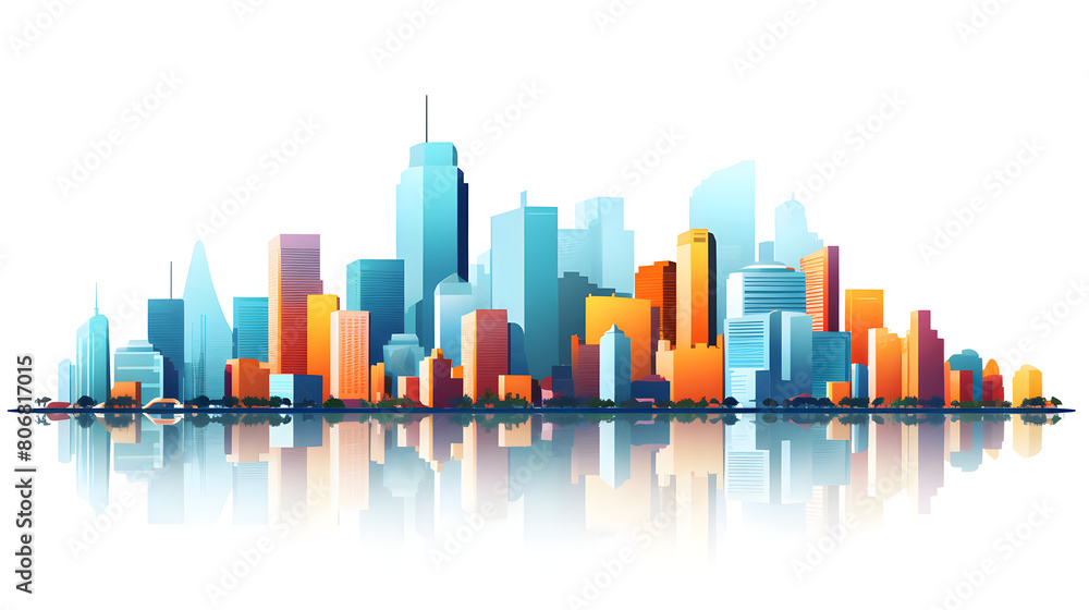 Fototapeta premium Digital cityscape flat design illustration abstract graphic poster web page PPT background