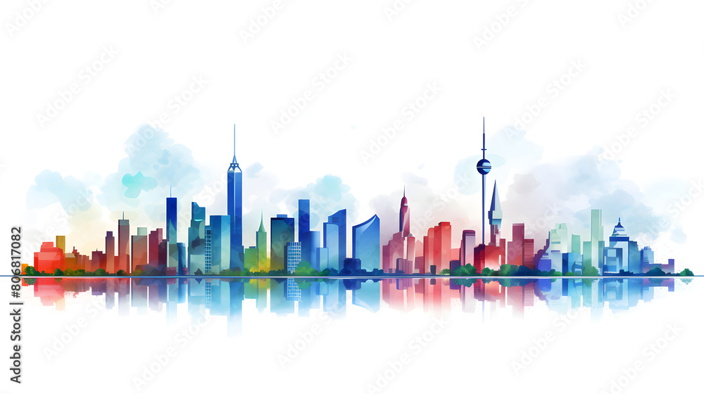 Obraz premium Digital cityscape flat design illustration abstract graphic poster web page PPT background