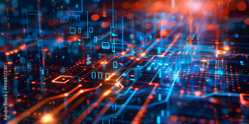 The structure of the network connection of points and lines. Data technology. Digital background. 3D rendering, Generative Ai