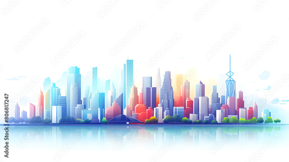 Digital cityscape flat design illustration abstract graphic poster web page PPT background