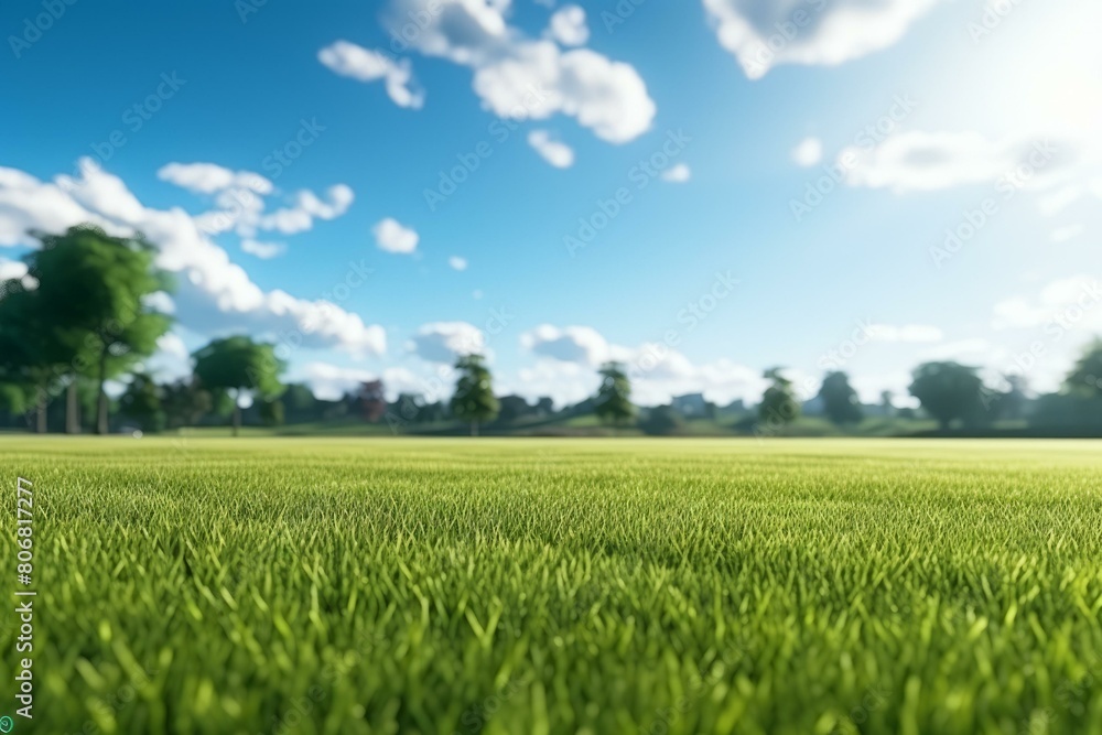 Grass field with trees in the distance