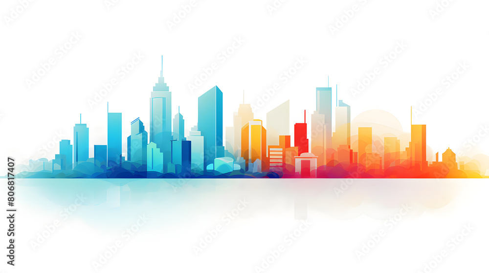 Obraz premium Digital cityscape flat design illustration abstract graphic poster web page PPT background