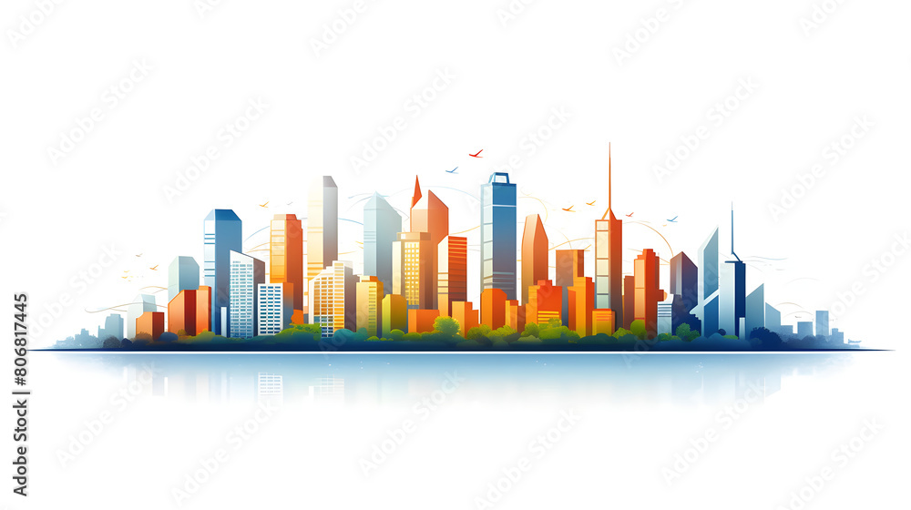 Digital cityscape flat design illustration abstract graphic poster web page PPT background Digital cityscape flat design illustration abstract graphic poster web page PPT background