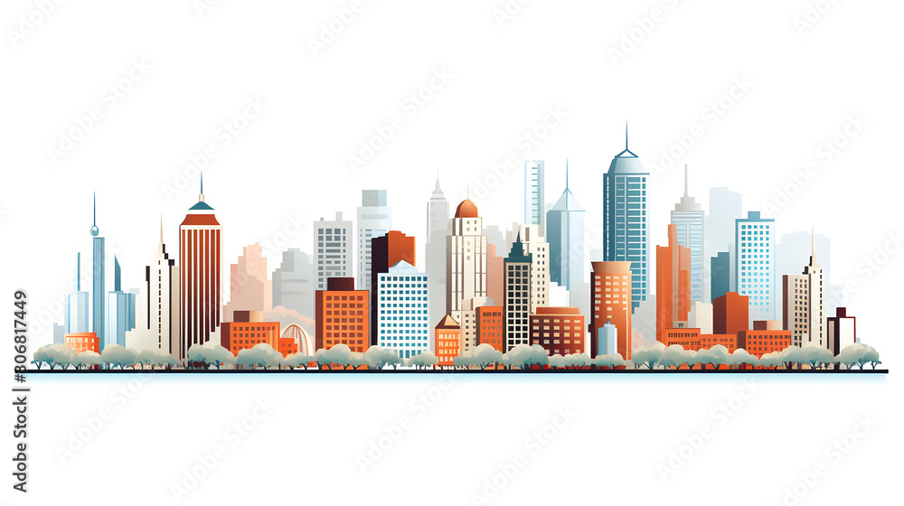 Naklejka premium Digital cityscape flat design illustration abstract graphic poster web page PPT background