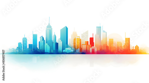 Digital cityscape flat design illustration abstract graphic poster web page PPT background © yonshan