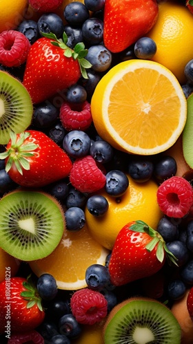 Colorful variety of fresh fruits