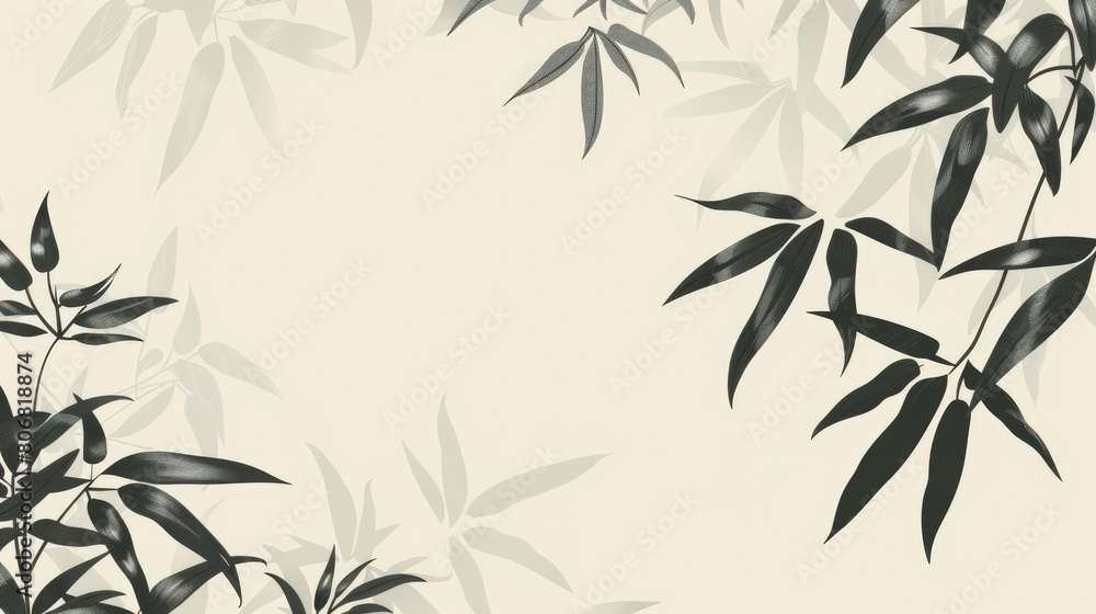 Naklejka premium Abstract Silhouette Shadow Against A Beige Background, Invoking A Feeling Of Calmness And Serenity In Nature, Cartoon Background