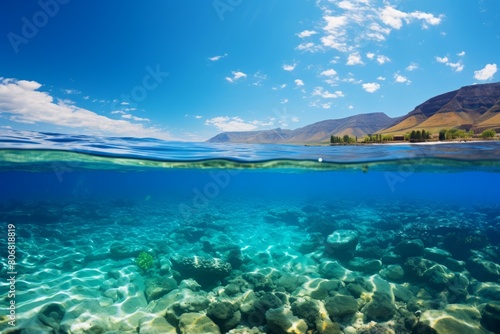 Half and half  underwater and above water scenery