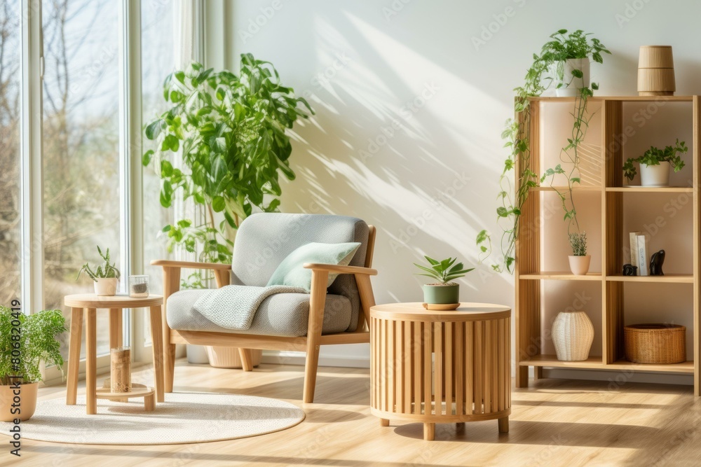 Indoor plants and sunlight in a cozy living room Indoor plants and sunlight in a cozy living room
