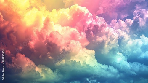 rainbow pastel cloud sky illustration © ciaoaleandro