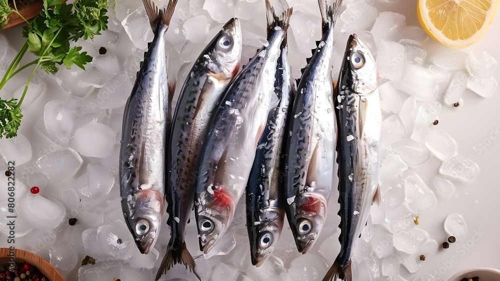 Anchovies on Ice A Rich Source of Omega Fatty Acids (White Background